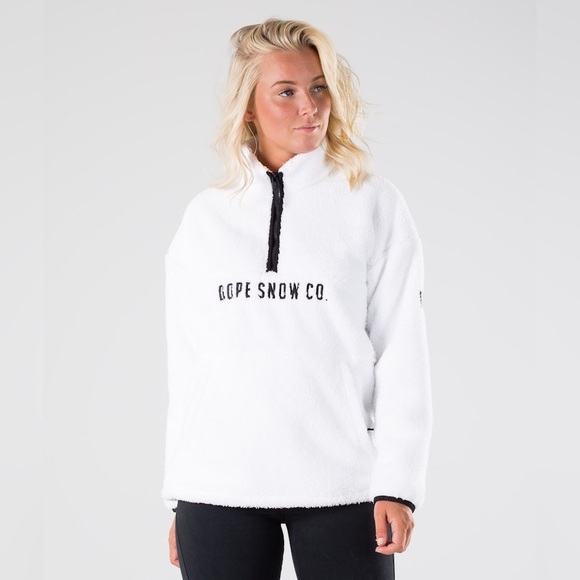 DOPE SNOW Pile W Fleece Sweater In White - Picture 5 of 9